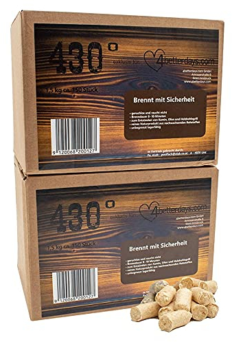eLab 430° Öko Anzünder – 3,0 kg ca. 320 STK.- Kaminanzünder I Ofenanzünder l Grillanzünder l Brennholzanzünder l Holzkohle l Briketts l Kaminholz l Premium-Holz & Wachs l Top Qualität