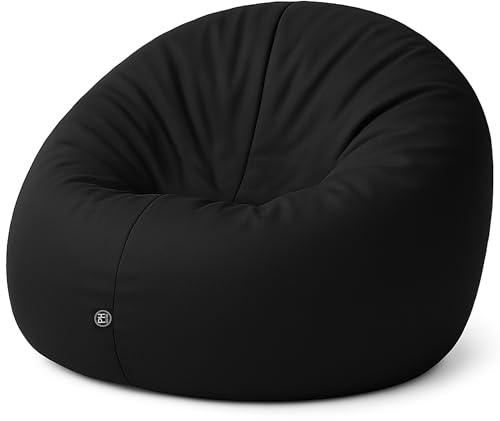 PATCH HOME 2 in 1 Funktion Sitzsack Sessel Bean Bag Sitzsäcke Gaming mit Reißverschluss bereits befüllt - Ø 145cm - Schwarz