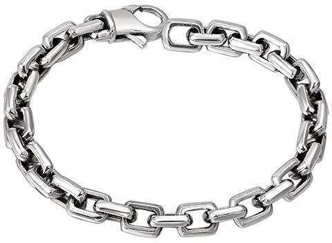 Pulsera cadena eslabones de plata de ley 925 para hombres mujeres 7mm 18cm