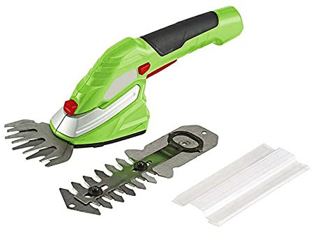 QIULAO 3.6V Cordless Grass Shear, 2-in-1 Handheld Hedge Trimmer, small electric with 2000mAh lithium ion battery/charger, used for pruning plants or lawn cultivation (Color : Short)