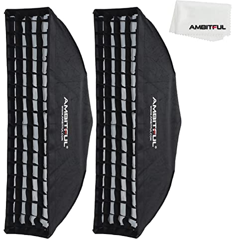 AMBITFUL 2PCS FW22X90 22x90cm 9x35 Beehive Honeycomb Grid Strip Softbox Bowens Mount for Studio Flash