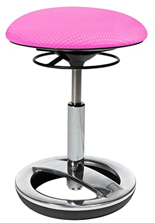 TOPSTAR Sitness Bob, sgabello ergonomico da lavoro, sgabello da ufficio con effetto oscillante, regolabile in altezza del sedile, anello in alluminio lucido, rivestimento in tessuto, rosa