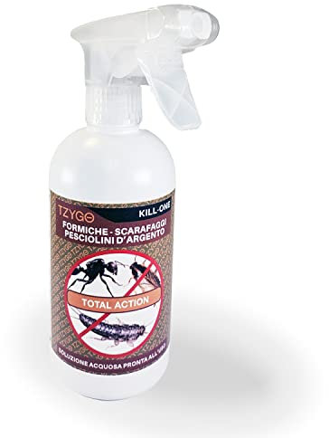 TZYGO Insetticida contro Formiche, Scarafaggi, Pesciolini d'Argento Total Action - Protezione a Lungo Termine, Incolore e Inodore - Rispetta l'Ambiente, Sicuro ed Efficace - 1 Flacone Spray 500ml