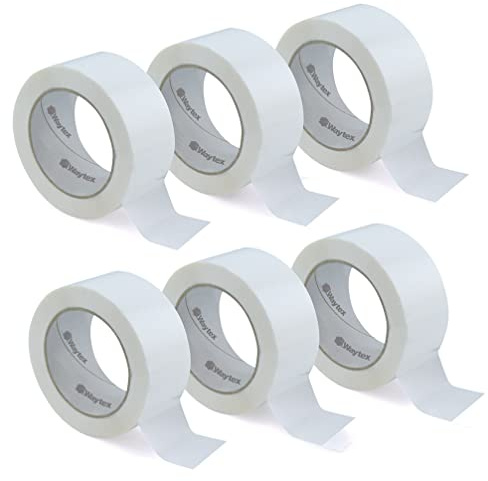 Waytex 930708 Pack de 6 rouleaux de Ruban Adhésif d'Emballage Pro Blanc 66m x 50mm, Silencieux, en Polypropylène épaisseur 50 microns