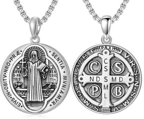 Shusukue St Michael/Benedikt/Christoph/Gabriel/Guadalupe/Muerte/Jungfrau Maria Halskette 925 Sterling Silber Heiliger Patron Anhänger Religiöser Schmuck Geschenke für Damen Herren
