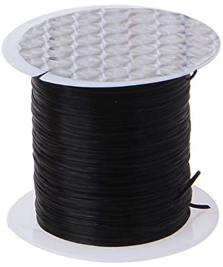 Corde élastique pour bracelet - 50 m - Fil élastique en cristal de 0,6 mm - Pour la fabrication de bijoux et colliers - Noir