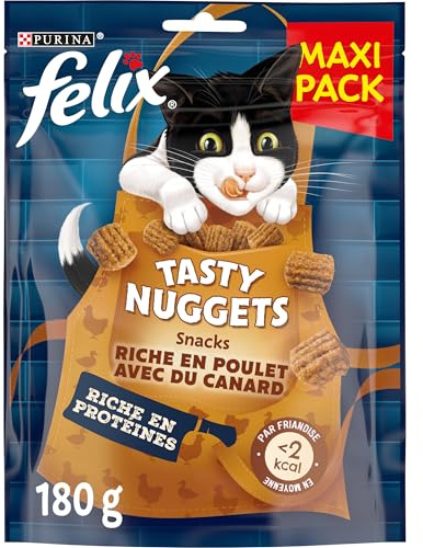 FELIX Tasty Nuggets | Alla livsfaser | kattgodis | kyckling med anka | 180 g