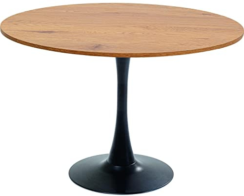 Kare Design Tisch Schickeria Eiche, Schwarz, 110cm Durchmesser, Platz für 4-6 Personen, moderner runder Esszimmertisch, Tischmöbel für Wohnzimmer, Eichenholz, 74x110x110cm (H/B/T)