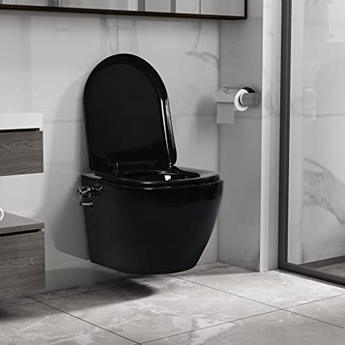 WC suspendu sans rebord avec fonction bidet en céramique Noir