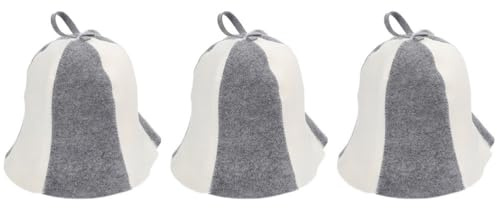 BIUDECO Sauna Hat Felt Sauna Hats for Bathing Thick Protective Head Cover with Hanging Ring Breathable Thermal Cap for Spa Shower and Use 3 pack