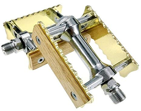 Mountainbike-Pedale, Fahrradpedale, ultraleichtes Fahrrad, Aluminiumlegierung, MTB, Rennrad, Radfahren, Klassische Retro-Holzstile, rutschfeste Pedale (Color : Gold)