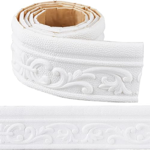 CRASPIRE 82 x 3 Pollici Cornice di Corona in Schiuma Flessibile autoadesiva, Bordo di Carta da Parati Adesivo, Bordo Decorativo in Schiuma Adesiva 3D per pareti, Bordo Specchio, Linee murali