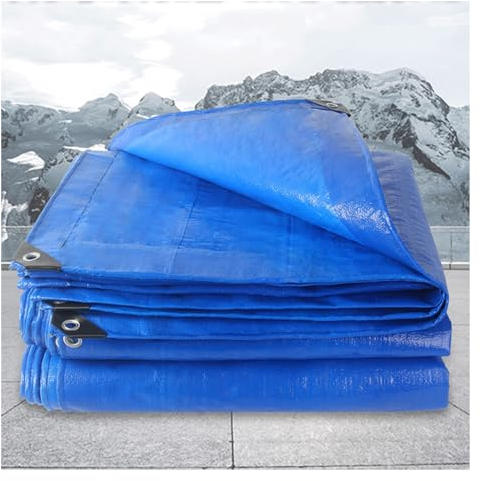 Plane mit Ösen Schutzplane Abdeckfolie Poolplane Holzplane Wasserdicht & Reißfest LKW Plane Anhängerplane, 0.32mm für Pool Gartenmöbel Trampolin, Anpassbar blais (Color : Blue, Size : 6x12m)