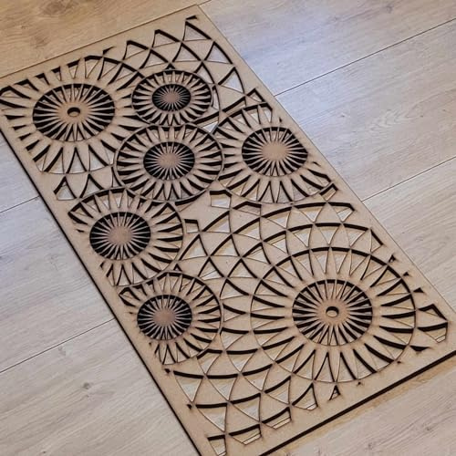 Geometric Circles trellis grate Pattern Screen Radiator Cabinet wall Decorative Screening-grille- Perforated MDF panel (1200x600mm) 0143 (6mm thick MDF)