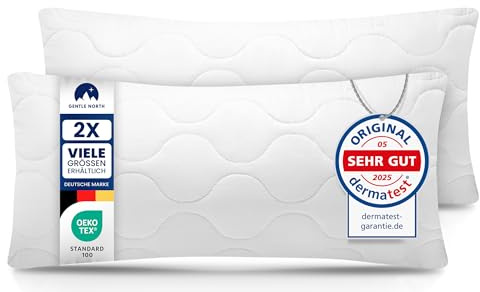 Gentle North Kopfkissen (40x80 cm groß) - 2er Set Kissen für Bett und als Dekokissen - Mit Reißverschluss für Füllung - Sofakissen - Zierkissen für Couch und Sofa - Ökotex - Waschbar bis 60° - Weiß