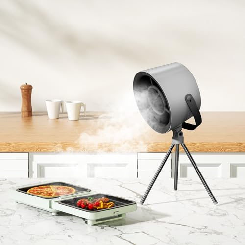 Portable Exhaust Hood, Range Hood with Changeable Filter, Desktop Hood with 3-Speed Exhaust Fan, Kitchen Vent for BBQ, Cooking, Hot pot (Black)