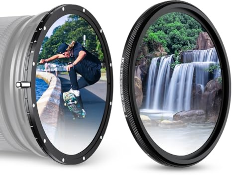 JJC True Color 82mm ND Filter Kit Variable ND2.5-1000 (1-10 Stops), No Color Shift, No X Cross, No Vignetting, Two-Part Design 5 Stop VND + 5 Stop ND32 Fixed, Multi-Coated Neutral Density Lens Filter