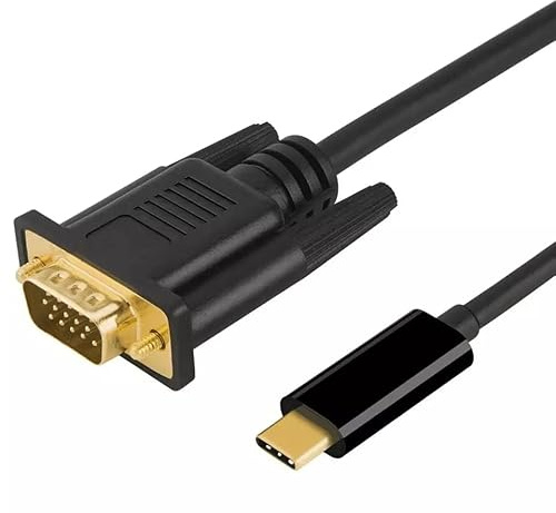 USB C auf VGA Kabel, Typ C auf VGA Kabel, vergoldet, 15-polig, Thunderbolt 3-Stecker auf Stecker, 1080p, kompatibel mit iPhone 15, iPad Pro, MacBook Pro/Air 2023, Samsung, Dell XPS, Projektor (1,8 m)