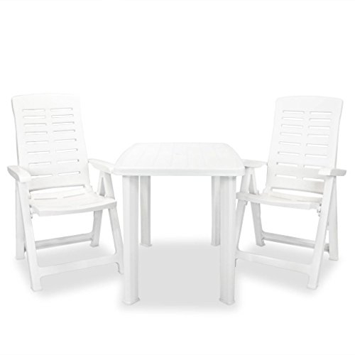 Iiaky 3-TLG. Bistro-Set BalkonmöBel Set Bistroset Balkonset Gartengarnitur Sitzgruppe Bistrosets Balkon MöBel Kunststoff Weiß