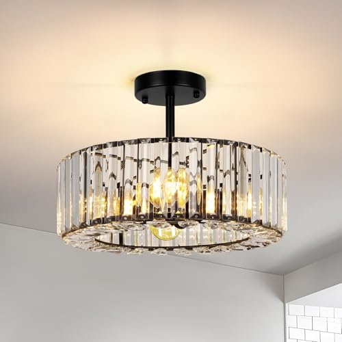 FRIDEKO HOME Kristall Deckenlampe 4 Flammige Groß Rund Kronleuchter Ø37cm