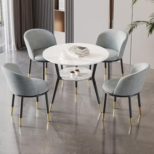 FREUPGU Küchentisch Mit Stühlen, Kleiner Besprechungstisch, Dining Table Set 4 Chairs, 1 Tisch Mit 4 Stühlen, Moderne Möbel, Geeignet für Lounge, Wohnzimmer, Küche(Light Gray)