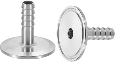 PATIKIL 1.5in Tri Clamps to 1/2in Hose Barbed Adapter, 2pcs Sanitary Tri Clamps Hose Barb Fitting 304 Stainless Steel Pipe for Brewery Winery Food Processing Equipment