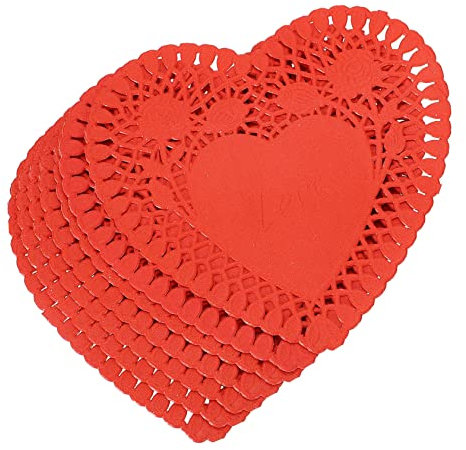TOKIDNY 100blätter Mini Herz Doilies Valentinstag Dekoration Lebensmittelechtem Papier Für Hochzeiten Partys Shower Und Rote Herzform