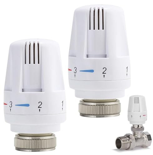 2 Pcs Radiator Thermostat Valve, Radiator Automatic Thermostat Valve Replacement Heads, Standard M30x1.5 DN25 Electric Regulating Valves Universal for Home Office Plumbing Heating Systems