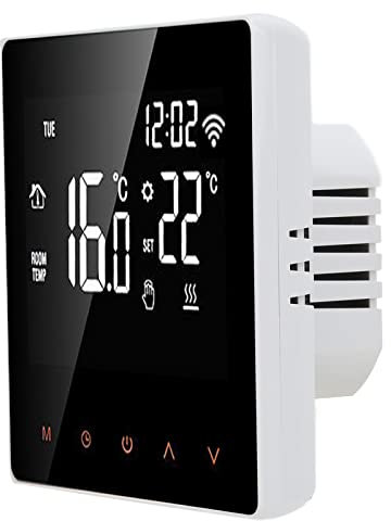 Termostato LCD ME81H per Riscaldamento a Pavimento Elettrico e Ad Acqua - 230 V, Diverse Opzioni di (pulsante arancione con retro bianco 3A)