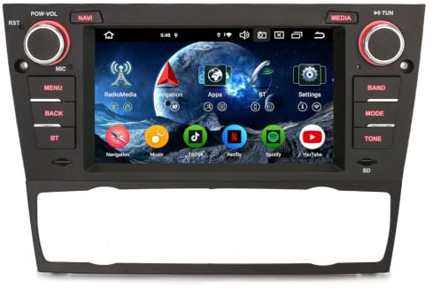 Erisin 8-Core 4GB+64GB Android 14 Radio Coche Bluetooth GPS Navegador para BMW Serie 3 E90 E91 E92 E93 M3 Soporte CarPlay inalámbrico Android Auto Dab+ WiFi DSP USB OBD2 TDT FM 7 IPS Pantalla Táctil