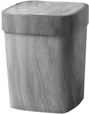 BUGUUYO Cubo De Basura Con Tapa Abatible Compacto Y Espacioso Con Imitación De Madera Para Cocina Y Baño