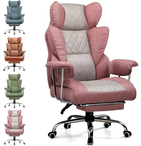 GTPLAYER Gaming Stuhl, Bürostuhl mit Taschenfeder-Lendenwirbelstütze, breiter Büro-Computersessel mit nach außen fixierten weichen Armlehnen und Fußstütze, 180KG, Rosa