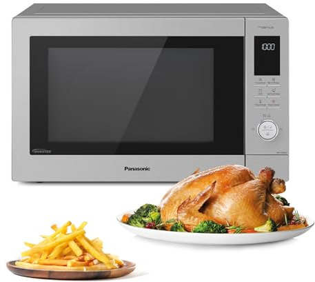 Panasonic NN-CD88QSEPG Air Fry Combi Horno Microondas de 34 L con Grill De Cuarzo, 1000 W, Descongelación Automática, Sensor Genius, Acero Inoxidable, Plateado
