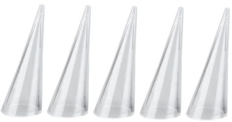 WRITWAA Présentoir à Bagues Conique Acrylique Transparent, Lot de 5, Porte-Bague Stable pour Bijoux, Usage Boutique et Particulier, Support D’Anneaux Décoratif et Fonctionnel