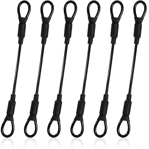 6Pack 5.9 Stainless Steel PVC Coated Safety Wire Rope Heavy Duty Loop End Cable Braided with Rubber Coated and Loops Vinyl Cover Coat Short Rope Lanyard Lock Safety Tether Chains for Chain Lock