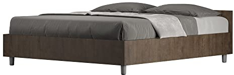 BS COM Letto matrimoniale contenitore doppia alzata 160x190 noce