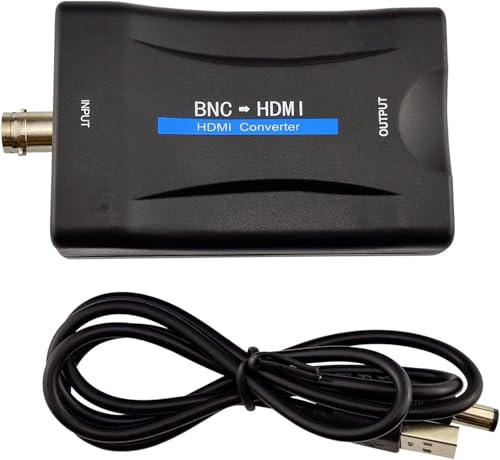 Flylin BNC auf HDMI Converter, 1080 P/720 P Bnc-auf-HDMI-Konverter-Adapter für DVD, Set-Top-Box Spielmaschine, BNC-HDMI-Koax-Anschluss Kompatibel mit Überwachungskamera-DVRs