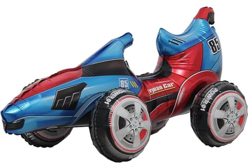 Gleemix 4D Stehend Rennauto Luftballon, Große Rennwagen Ballon, Auto Ballons, Fahrzeuge Folienballon, Cars Geburtstagsdeko für Kinder Geburtstagsparty Dekoration Zubehör