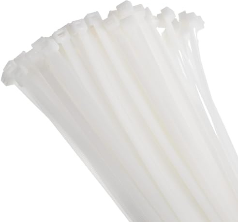 Unifizz 100PCS Cable Zip Ties 600mm x 8.8mm White – Self-Locking Nylon Cable Ties Wraps for Cord Management, Indoor and Outdoor