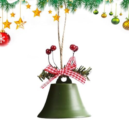 Zahoken Decorativas navideñas, Campanas de para decoración - Campanas navideñas Elegantes de Metal,Campanas, cascabeles con Lazo navideño/Bayas para Puertas, Salones, porches