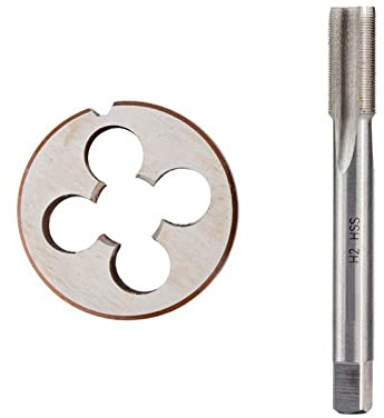 EJGMCNSGB Bohrer Gewindebohrer Rundschneideisen für Metallbearbeitungsmaschinen Trapezgewindebohrer und Schneideisen Rechtsgewindebohrer und Schneideisensatz, 2 Stück M12x1,5