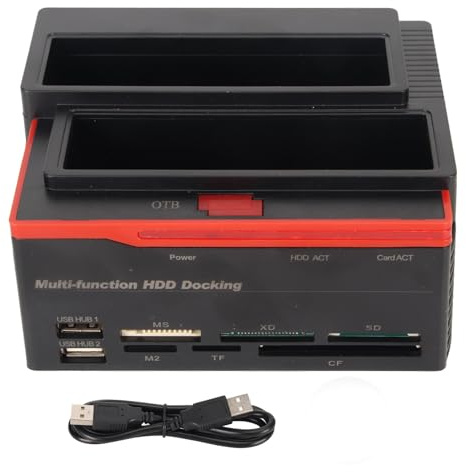 Docking station per HDD Dual Bay 480Mbps USB 2.0 a SATA IDE Funzione clone Lettore disco rigido per SSD da 2,5/3,5 pollici 8 TB