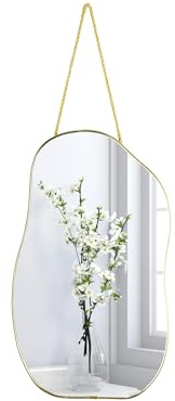 SDlumeiy Unregelmäßiger Wandspiegel, 39,6 x 22,9 cm, goldfarben, asymmetrischer Wandspiegel, geeignet für Badezimmer, Flur und mehr (Gold)