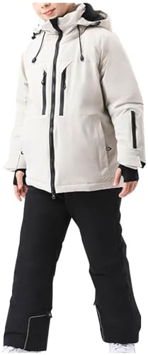 Combinaison de Travail Enfant pour 4-16 Ans Ensembles de Neige Veste avec combinaison impermeable et Doudoune amovible Veste et Pantalon de Ski pour Garçons Filles Hiver Ensemble de Ski