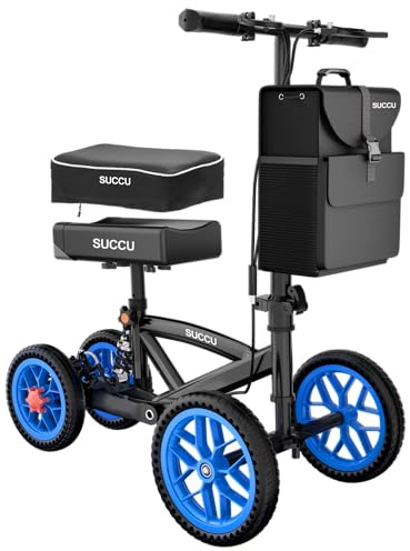 SUCCU All Terrain Knee Scooter for Adults with Broken Foot or Ankle, Heavy Duty 350lbs Capacity, Ideal for Foot Surgery Recovery, Mobility Scooter for Broken Leg, Black