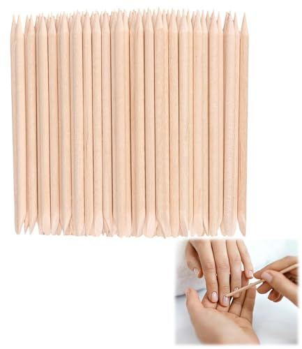 100 PCS Bâtonnets Cuticules, Bâtonnets Manucure en Bois d’Oranger 9.5 × 3.8 mm, Bâtonnets Cuticules Double Embout pour Ongles Repousse Cuticules Nettoyage Précis et Nail Art