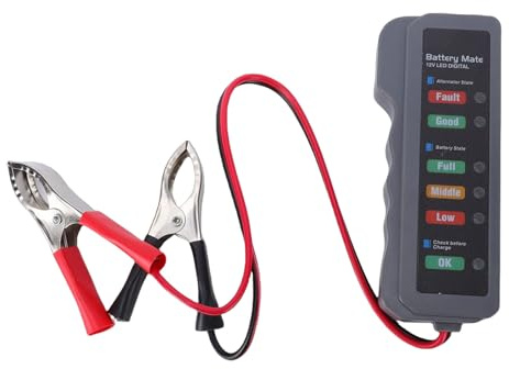 Kuuleyn Probador de batería de automóvil Protección inversa Comprobador de batería automotriz Probador de alternador con 6 indicadores LED para vehículos RV Camión
