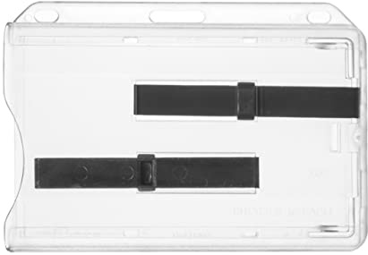 10 x Karteo® Ausweishülle für 2 Karten aus Hartplastik transparent für Kreditkarten EC Karte Bankkarten mit zwei Schiebern schwarz aus Polycarbonat horizontal benutzbar als Ausweishüllen Kartenhülle
