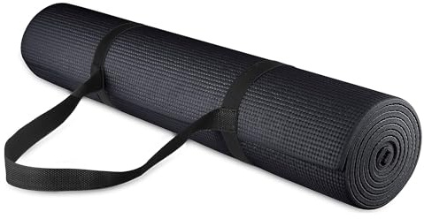 BalanceFrom Go Yoga All Purpose High Density Non-Slip Exercise Yoga Mat with Carrying Strap, 1/4, Black