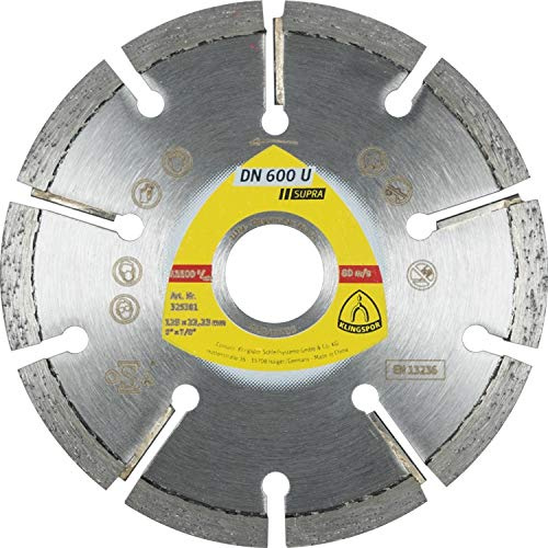 Klingspor 330658 Discos de Corte Diamantados para Amoladoras Angulares, DN 600 U, 115 x 22.23 mm, 13300 RPM, 9 mm/32 mm/8 mm/7 mm Segmentos